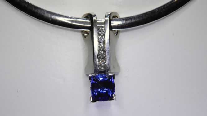 14k White Gold Tanzanite and Diamond Slide